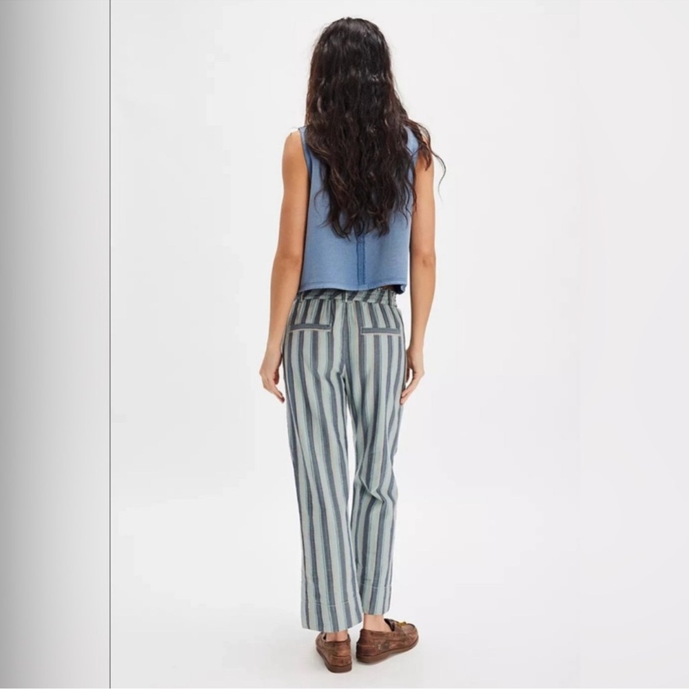 Free People Marielle Pull-On Striped Pants Blue Combo - Picture 2 of 8